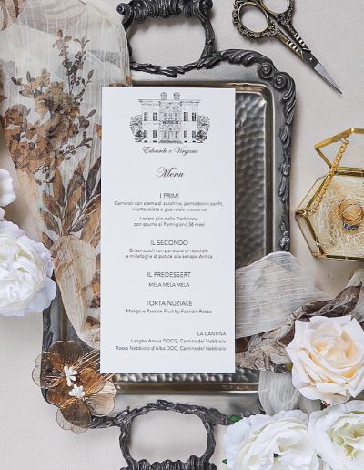 Menù matrimonio con disegno location