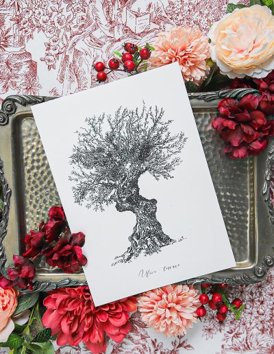 Illustrazione schizzo inchiostro per partecipazione di matrimonio