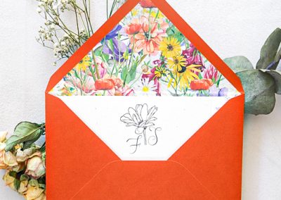 Partecipazione matrimonio vivace color arancione