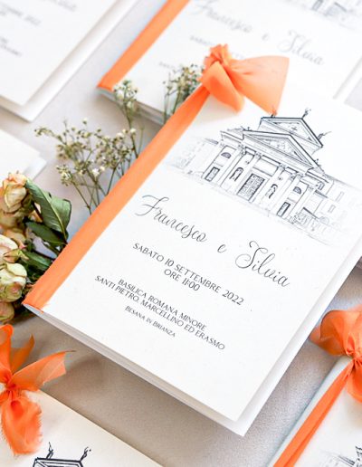 Libretti messa matrimonio con nastro in seta