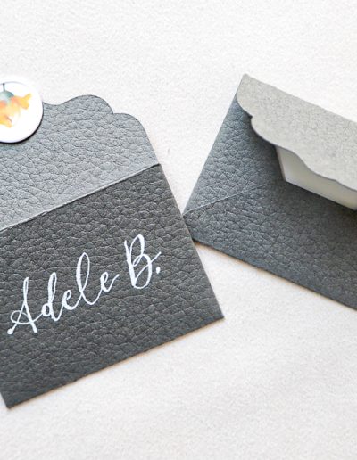 Escort card carta effetto pelle scritta a mano