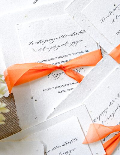 Partecipazione matrimonio carta artigianale e busta trasparente